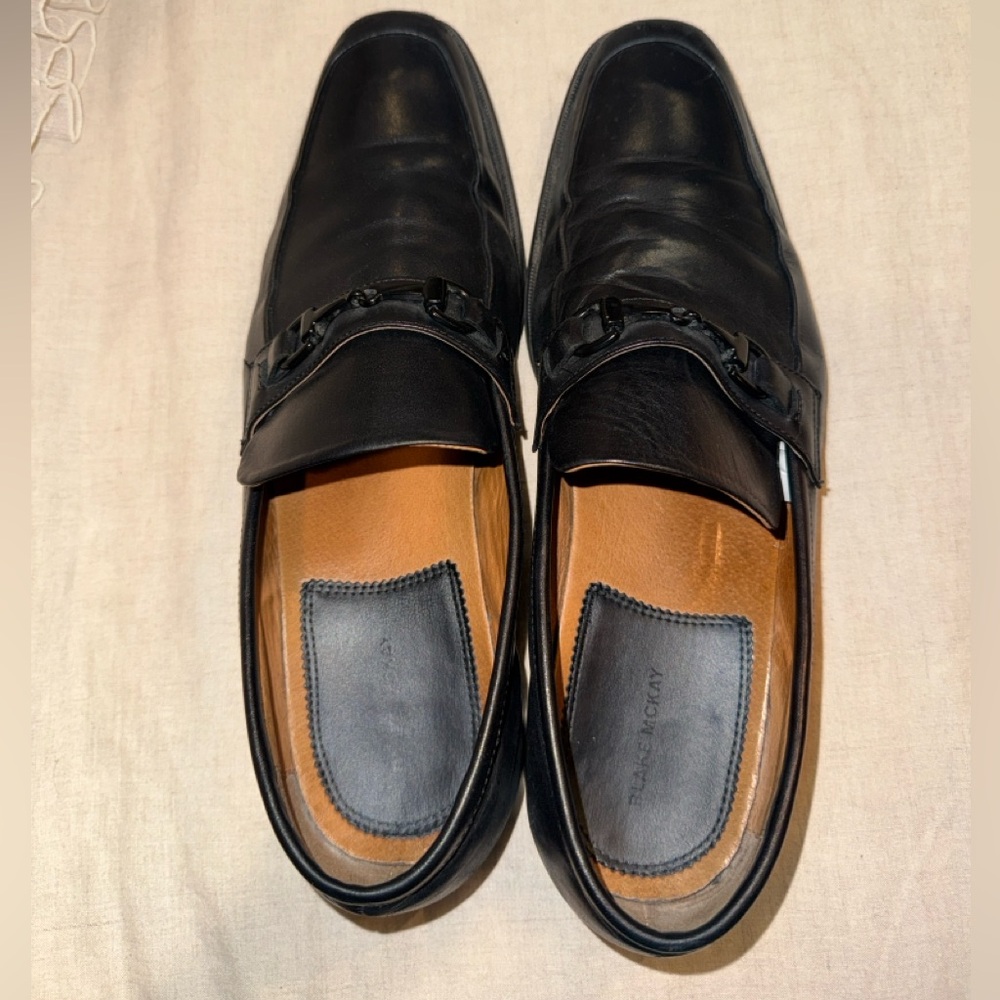 Elegant Blake McKay Black Leather Slip-On Loafers - Picture 3 of 5